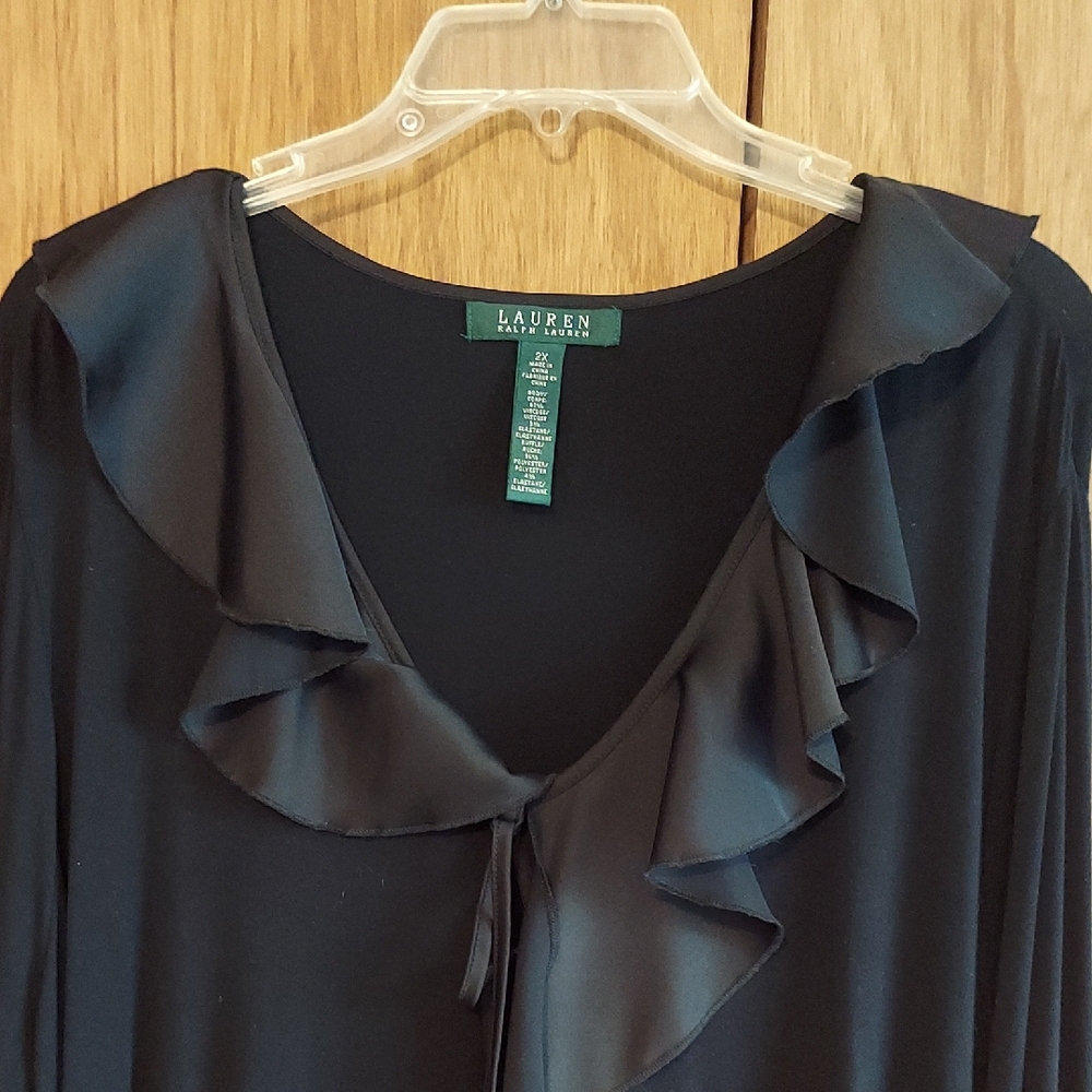 Lauren Ralph Lauren Black Ruffle Blouse